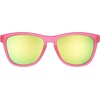 image:imagegoodr Flamingos on a Booze Cruise Polarized Sunglasses Medium Sized OG Pink Translucent Frames with Teal Mirored Reflective Lens UV400 Protection No Slip No Bounce