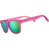image:imagegoodr Flamingos on a Booze Cruise Polarized Sunglasses Medium Sized OG Pink Translucent Frames with Teal Mirored Reflective Lens UV400 Protection No Slip No Bounce