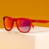 image:imagegoodr Phoenix At A Bloody Mary Bar Polarized Sunglasses for Men amp Women Medium Sized OG Dark Red Translucent Frames with Rose Mirrored Reflective Lens UV400 Protection No Slip No Bounce