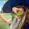 image:imagegoodr Sunbathing with Wizards Polarized Sunglasses Medium Sized OG Light Blue Translucent Frames with Gold Mirrored Reflective Lenses UV400 Protection No Slip No Bounce