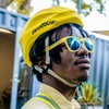 image:imagegoodr Swedish Meatball Hangover Polarized Sunglasses Medium Sized OG Yellow Translucent Frames with Blue Mirrored Reflective Lens UV400 Protection No Slip No Bounce