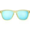 image:imagegoodr Swedish Meatball Hangover Polarized Sunglasses Medium Sized OG Yellow Translucent Frames with Blue Mirrored Reflective Lens UV400 Protection No Slip No Bounce