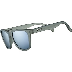 image:imagegoodr Going to ValhallaWitness Polarized Sunglasses Medium Sized OG Dark Gray Translucent Frames with Chrome Mirrored Reflective Lenses UV400 Protection No Slip