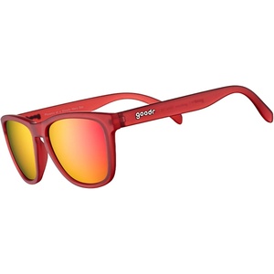 image:imagegoodr Phoenix At A Bloody Mary Bar Polarized Sunglasses for Men amp Women Medium Sized OG Dark Red Translucent Frames with Rose Mirrored Reflective Lens UV400 Protection No Slip No Bounce