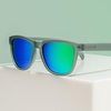 image:imagegoodr Silverback Squat Mobility Polarized Sunglasses for Men amp Women Medium Sized OG Dark Gray Translucent Frames with Light Green Mirrored Reflective Lenses UV400 Protection No Slip No Bounce