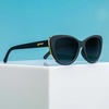 image:imagegoodr Its Noir Darling Polarized Sunglasses  Medium Sized Glam G Black Solid Frames with Black Gradient Lenses Light Gold Accents UV400 Protection No Slip No Bounce