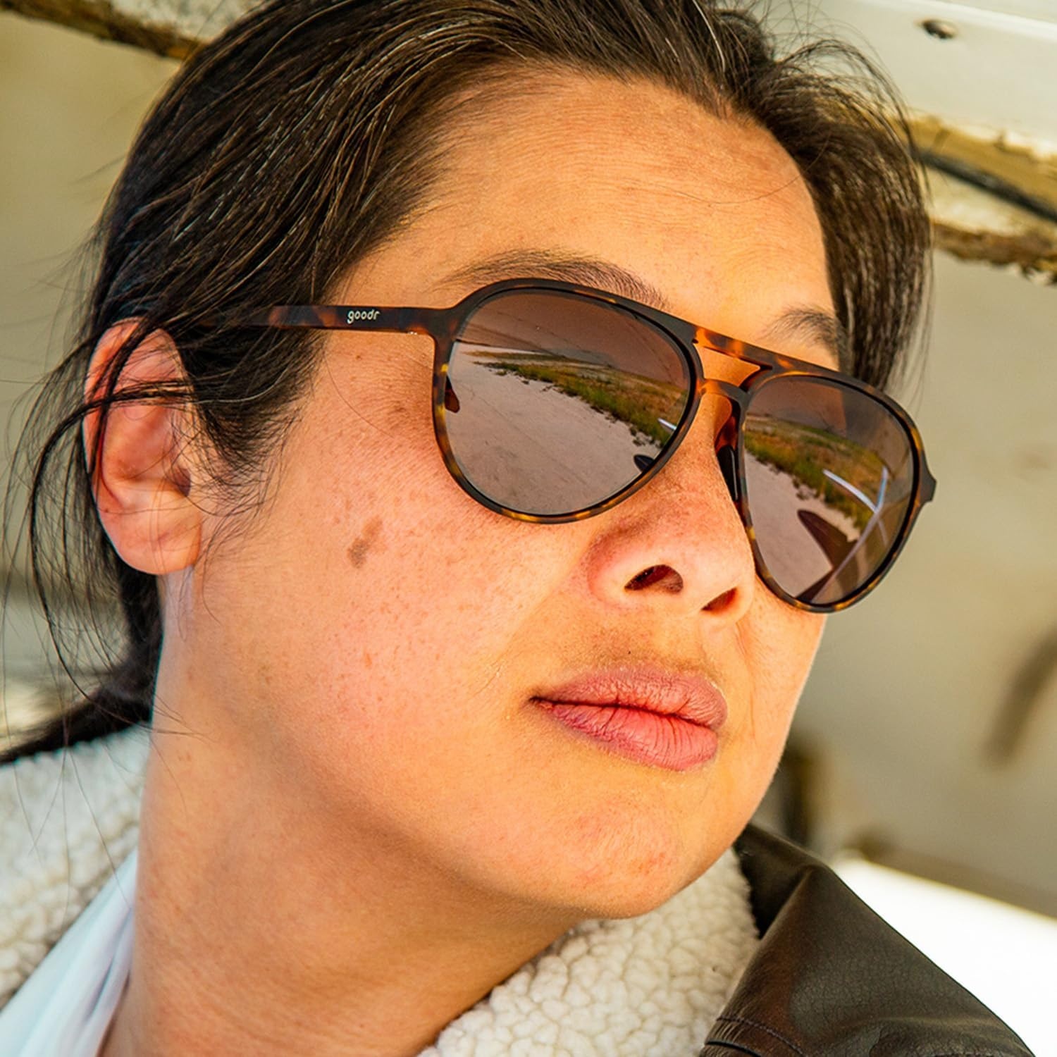 image:imagegoodr Mach G Polarized Sunglasses Women amp Men  Large Sized Aviator Frames UV400 NonReflectiveMirrored Lenses No Slip Multi ColorsAmelia Earhart Ghosted Me