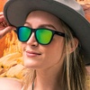 image:imagegoodr Vincents Absinthe Night Terrors Polarized Sunglasses for Men amp Women  Medium Sized OG Black Solid Frame with Green Gold Mirrored Reflective Lenses UV400 Protection